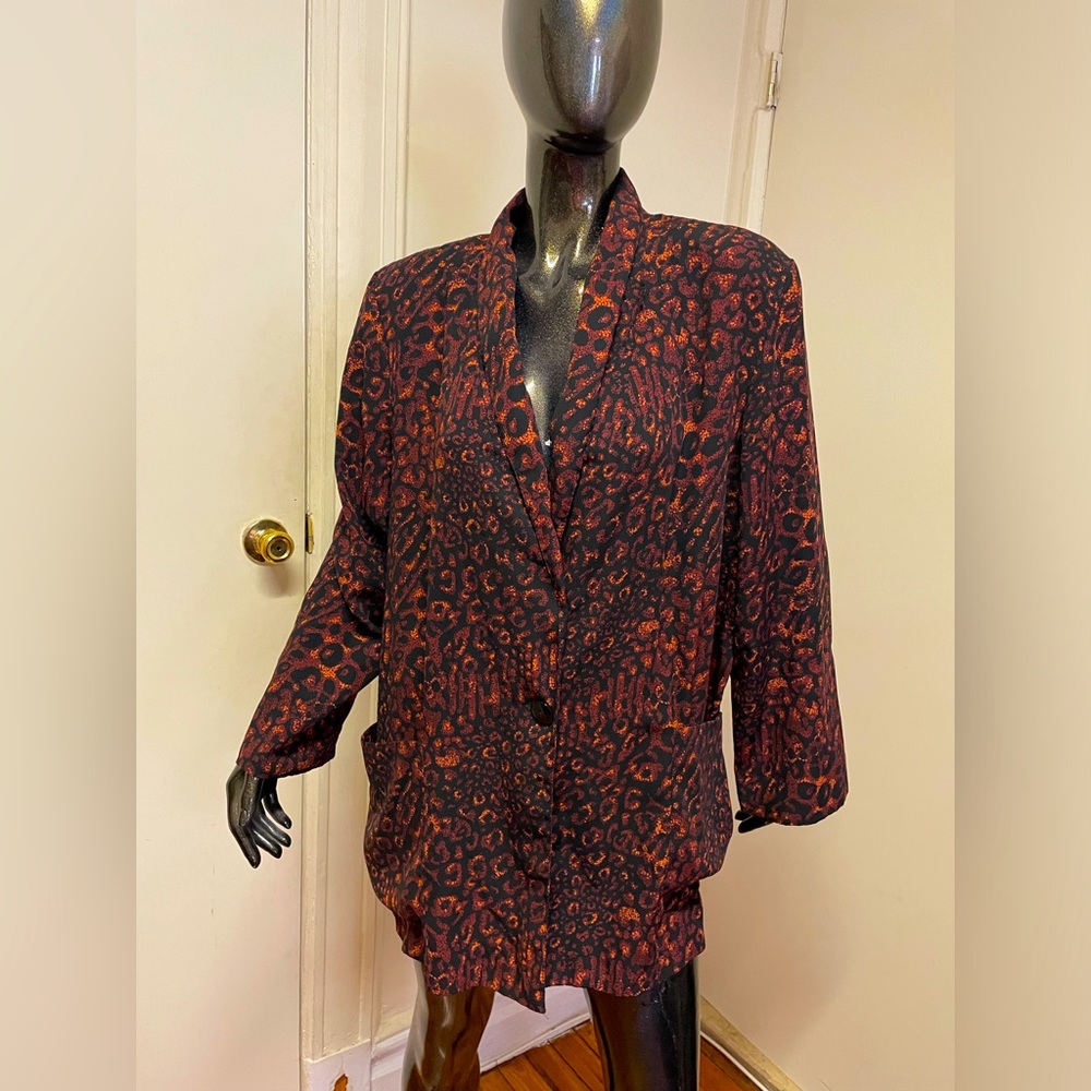 Vintage Kensington Square Lightweight cheetah Look Printed Blazer, size 12-14